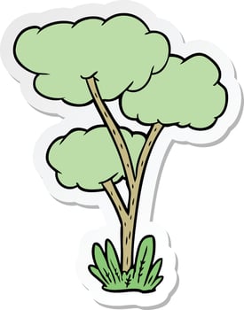 sticker of a cartoon tree vector
