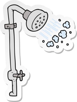 sticker of a cartoon shower vector