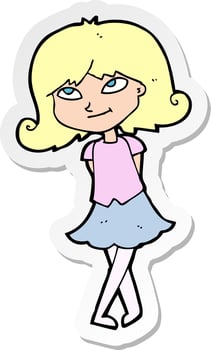 sticker of a cartoon clever girl vector