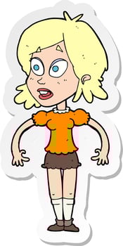 sticker of a cartoon surprised woman vector