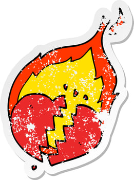 distressed sticker of a cartoon flaming heart vector