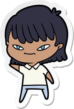sticker of a cartoon woman vector