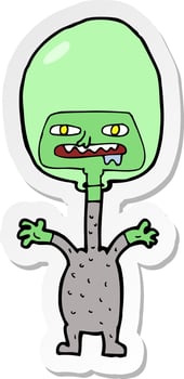 sticker of a cartoon space alien vector