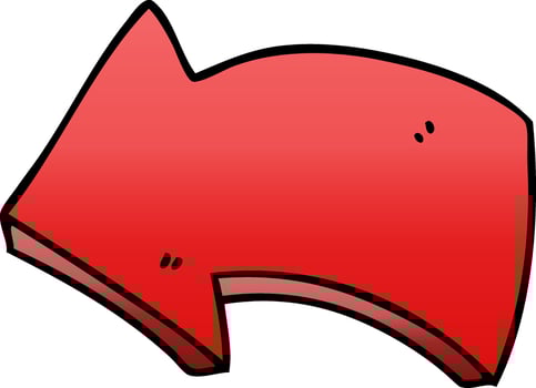 quirky gradient shaded cartoon arrow vector