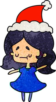 christmas textured cartoon of kawaii girl vector