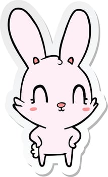 sticker of a cute cartoon rabbit vector