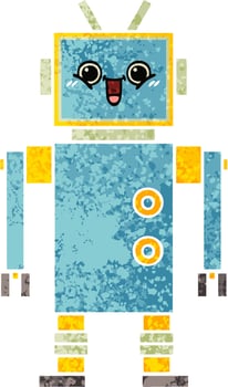retro illustration style cartoon robot vector