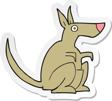 sticker of a cartoon kangaroo vector