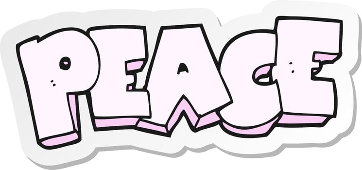sticker of a cartoon word peace vector