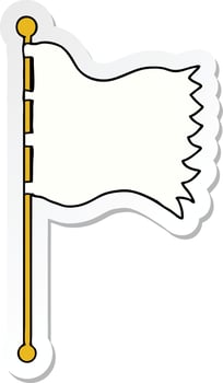 sticker of a cartoon waving flag vector