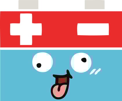 flat color retro cartoon car battery vector