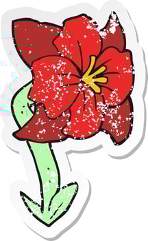 retro distressed sticker of a cartoon flower vector