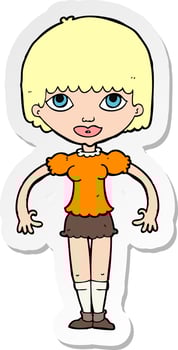 sticker of a cartoon girl vector
