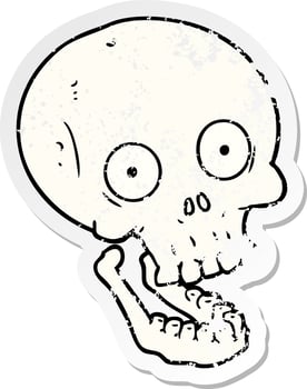 distressed sticker of a cartoon skull vector