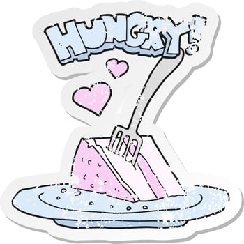 retro distressed sticker of a cartoon lovely cake vector