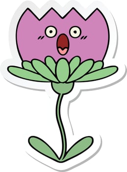 sticker of a cute cartoon flower vector