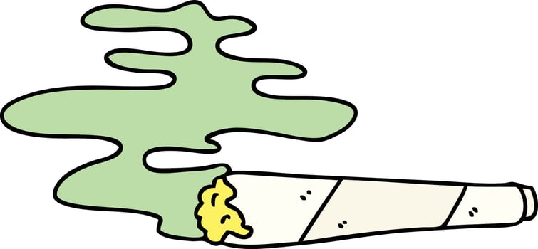 quirky hand drawn cartoon lit joint vector