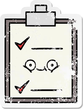 distressed sticker of a cute cartoon check list vector