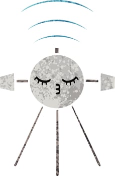 retro illustration style cartoon satellite vector