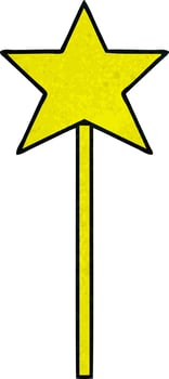 retro grunge texture cartoon star wand vector