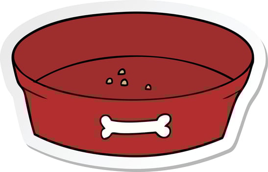 sticker of a cartoon empty dog food bowl vector