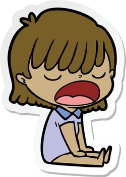 sticker of a cartoon woman talking loudly vector