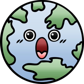 gradient shaded cartoon planet earth vector