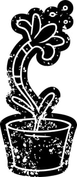 grunge icon drawing of a house plant vector