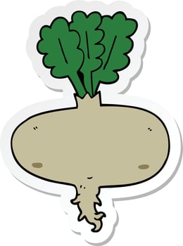 sticker of a cartoon beetroot vector