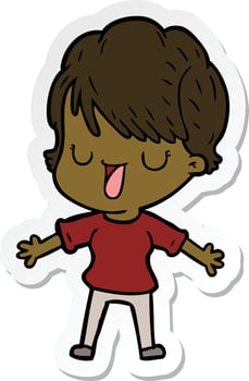 sticker of a cartoon woman talking vector