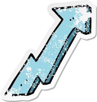 distressed sticker of a cartoon positive growth arrow vector