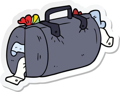 sticker of a cartoon luggage vector