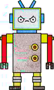 retro grunge texture cartoon robot vector