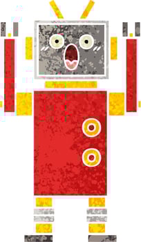 retro illustration style cartoon robot vector