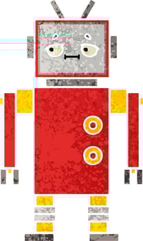 retro illustration style cartoon robot vector