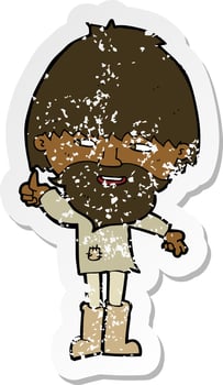 retro distressed sticker of a cartoon hippie man in wellington boots vector