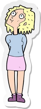 sticker of a cartoon curious woman vector