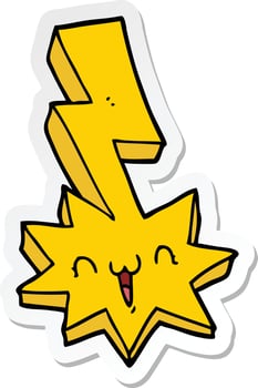 sticker of a cartoon lightning bolt vector