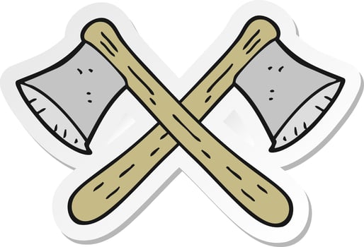 sticker of a cartoon crossed axes vector