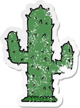 distressed sticker of a cartoon cactus vector