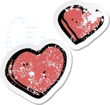distressed sticker of a cartoon love hearts vector