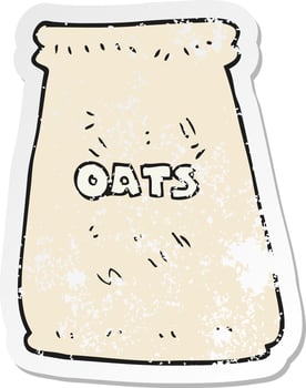 retro distressed sticker of a cartoon bag of oats vector