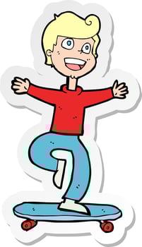 sticker of a cartoon skater boy vector