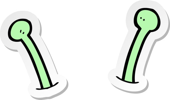 sticker of a cartoon alien antennae vector