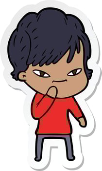 sticker of a cartoon happy woman vector