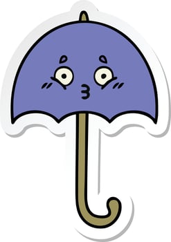 sticker of a cute cartoon umbrella vector