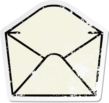 distressed sticker of a quirky hand drawn cartoon envelope vector