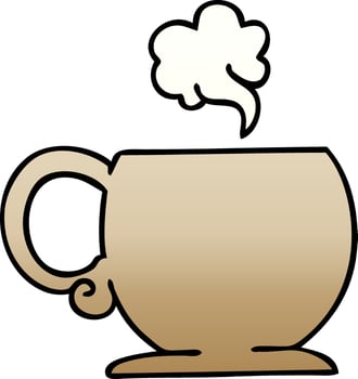 quirky gradient shaded cartoon hot drink vector