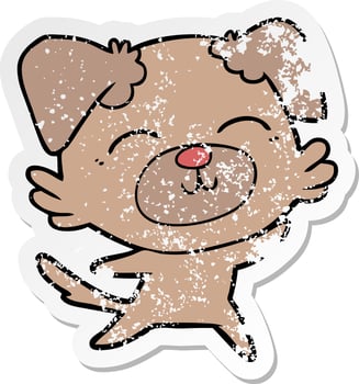 distressed sticker of a cartoon dog vector