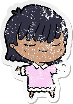 distressed sticker of a cartoon woman vector